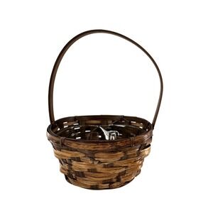 Vintage Handwoven Wicker Basket Plastic Liner 7.5" Decorative Rustic Easter